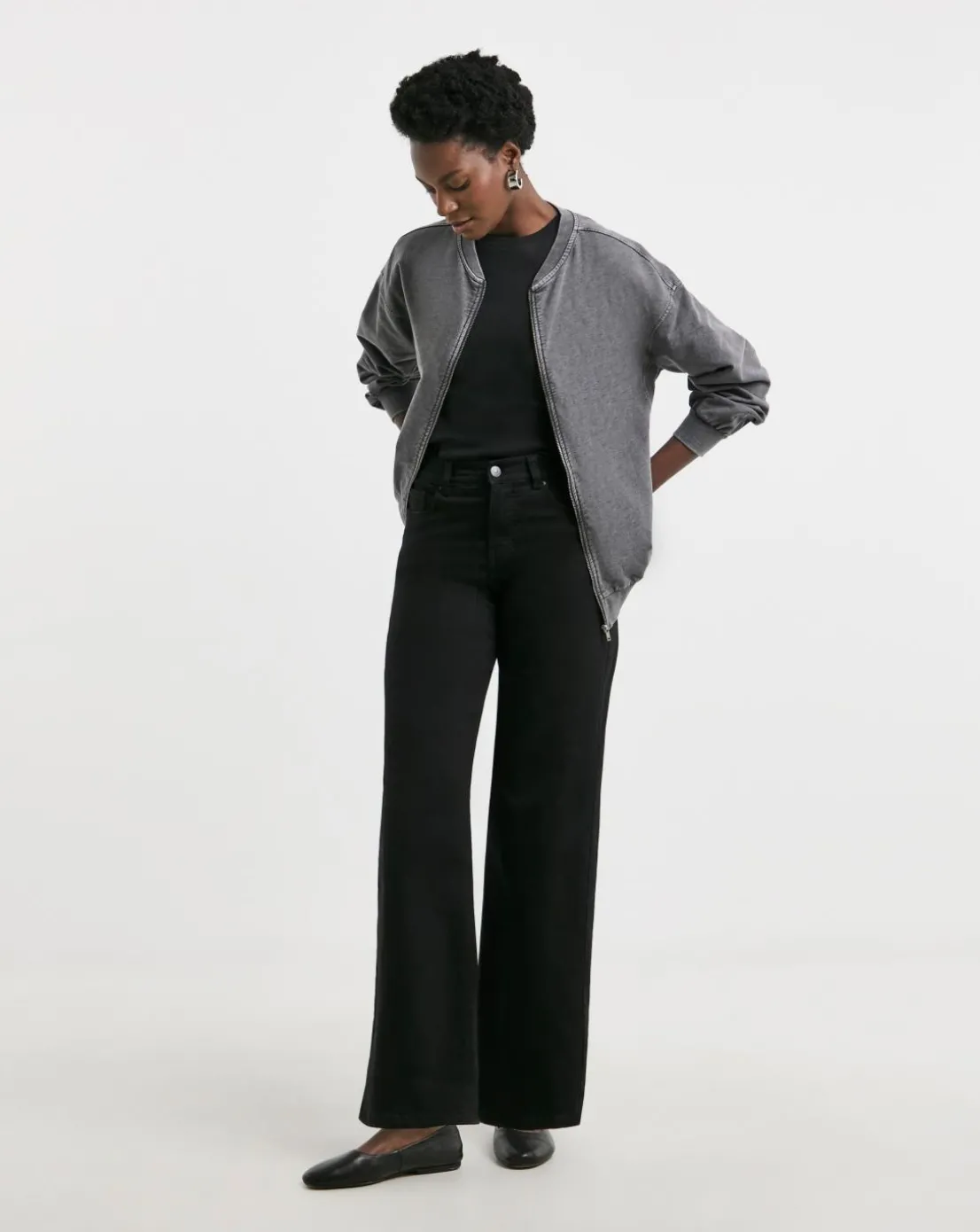 Grey Acid wash Bomber