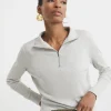 Half Zip Long Sleeve Ribbed Top