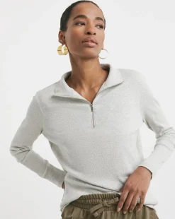 Half Zip Long Sleeve Ribbed Top