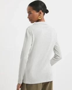 Half Zip Long Sleeve Ribbed Top