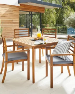 Harley 5 Piece Wooden Dining Set with Cushions