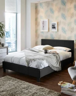 Hayden Faux Leather Bed Frame with 3 Layer Memory Foam Hybrid Mattress