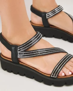 Heavenly Feet Fresco Strappy Glitter Sandals Wide Fit