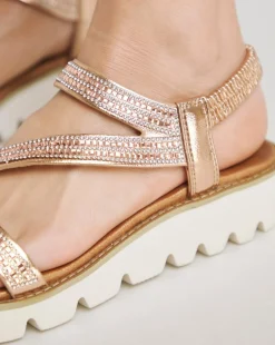 Heavenly Feet Fresco Strappy Glitter Sandals Wide Fit