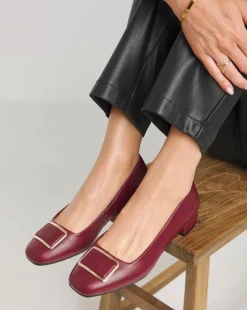 Heavenly Soles Ellen Low Block Heel Ballerina With Trim Extra Wide EEE Fit