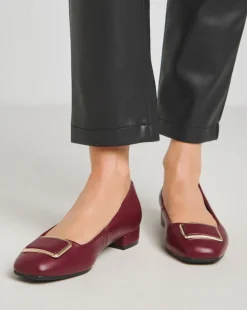 Heavenly Soles Ellen Low Block Heel Ballerina With Trim Extra Wide EEE Fit