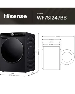 Hisense 7 Series WF7S1247BB 12kg Washing Machine - Black
