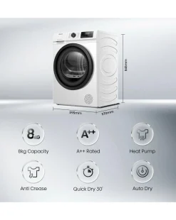 Hisense DH1Q802BW2 1 Series 8kg Heat Pump Dryer - White