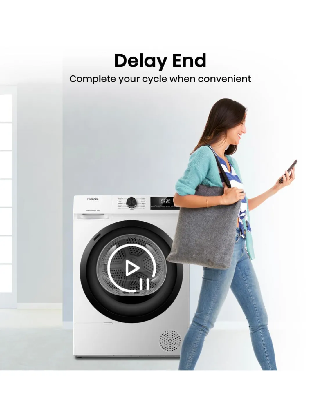 Hisense DH1Q802BW2 1 Series 8kg Heat Pump Dryer - White