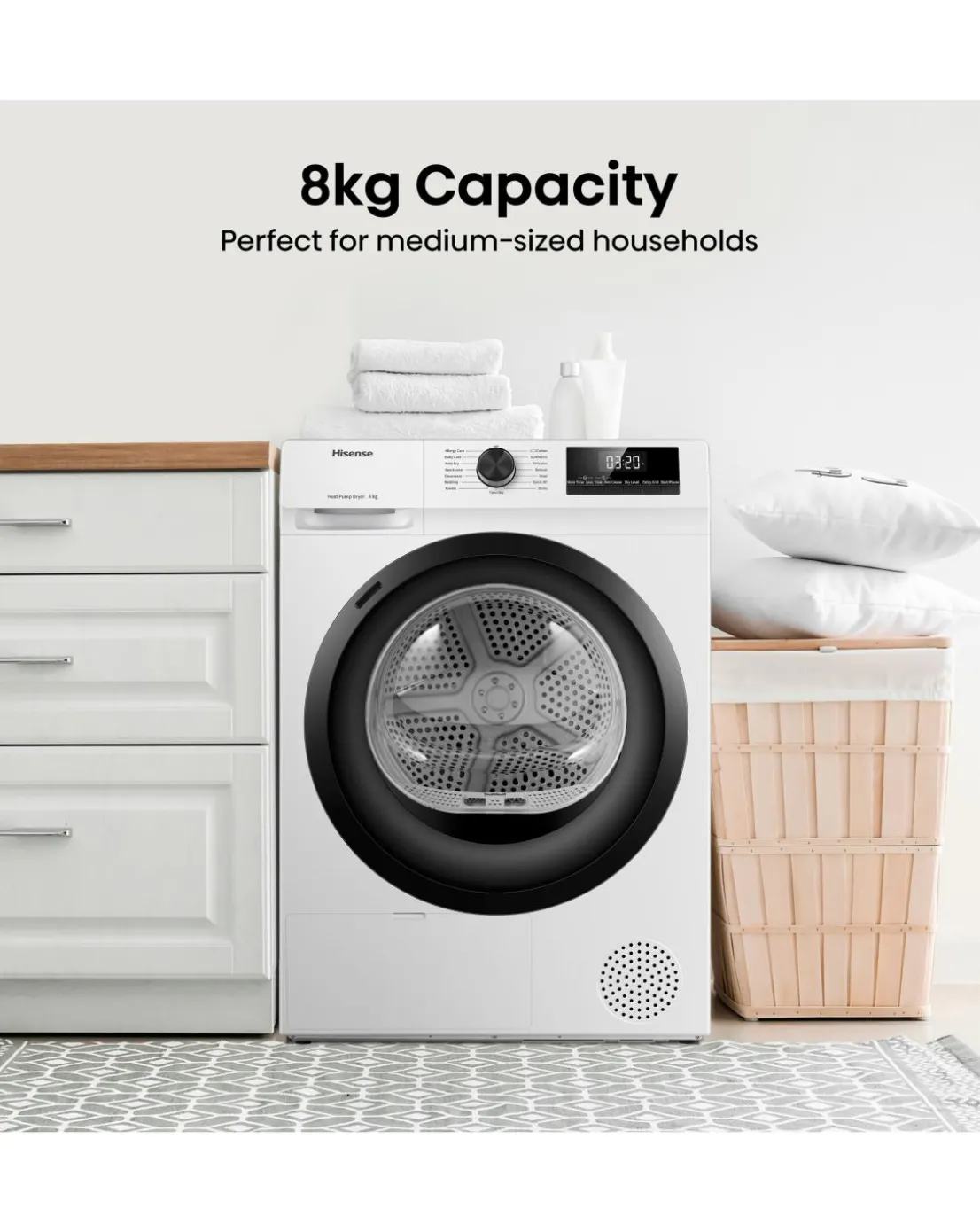 Hisense DH1Q802BW2 1 Series 8kg Heat Pump Dryer - White