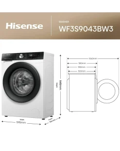 Hisense 3S Series WF3S9043BW3 9kg 1400 Spin Washing Machine - White