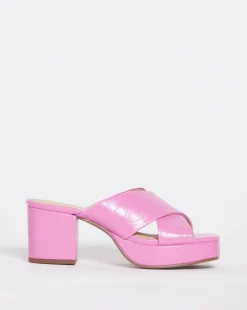 Hot Pink Crossover Vamp Platform Mule E Fit