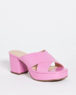 Hot Pink Crossover Vamp Platform Mule E Fit
