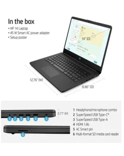 HP 14s-dq0518sa 14in Intel Celeron 4GB 128GB Windows 11s Laptop