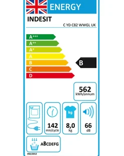 Indesit C YD C82 WWGL UK Condenser Tumble Dryer 8kg - White