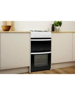 Indesit Cloe ID5G00KMW Gas Twin Cavity 50cm Cooker White + Installation
