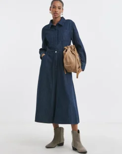 Indigo A Line Shirt Denim Dress