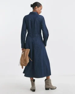 Indigo A Line Shirt Denim Dress