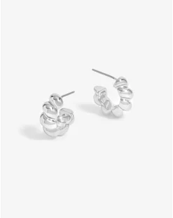 Inicio Silver Plated Twisted Polished Hoops - Gift Pouch