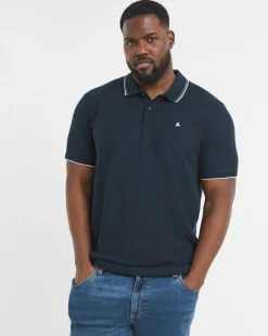 Jack & Jones Austin Waffle Polo - Navy