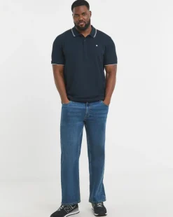 Jack & Jones Austin Waffle Polo - Navy