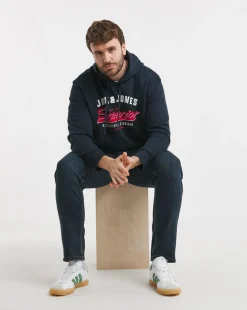 Jack & Jones Logo Sweat Hoody - Navy