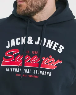 Jack & Jones Logo Sweat Hoody - Navy