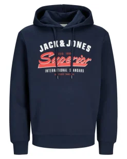Jack & Jones Logo Sweat Hoody - Navy