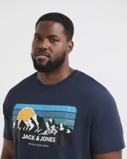 Jack & Jones Peak Short Sleeve Crew Neck T-Shirt - Navy