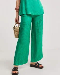 Jacquard Pull On Wide Leg Trousers