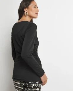 Joanna Hope Jersey Ruched Top With Detachable Corsage