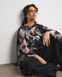 Joanna Hope Keyhole Pleated Blouse