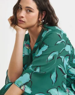 Joanna Hope Printed Wrap Dress with Angel Sleeves