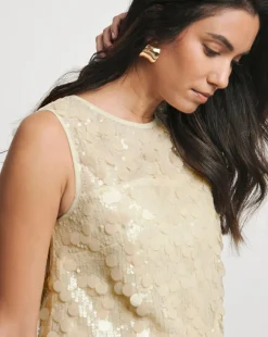 Joanna Hope Sequin Shell Top