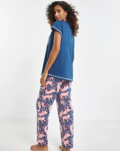 Joe Browns Jersey Pyjamas In a Bag Cheetah Print