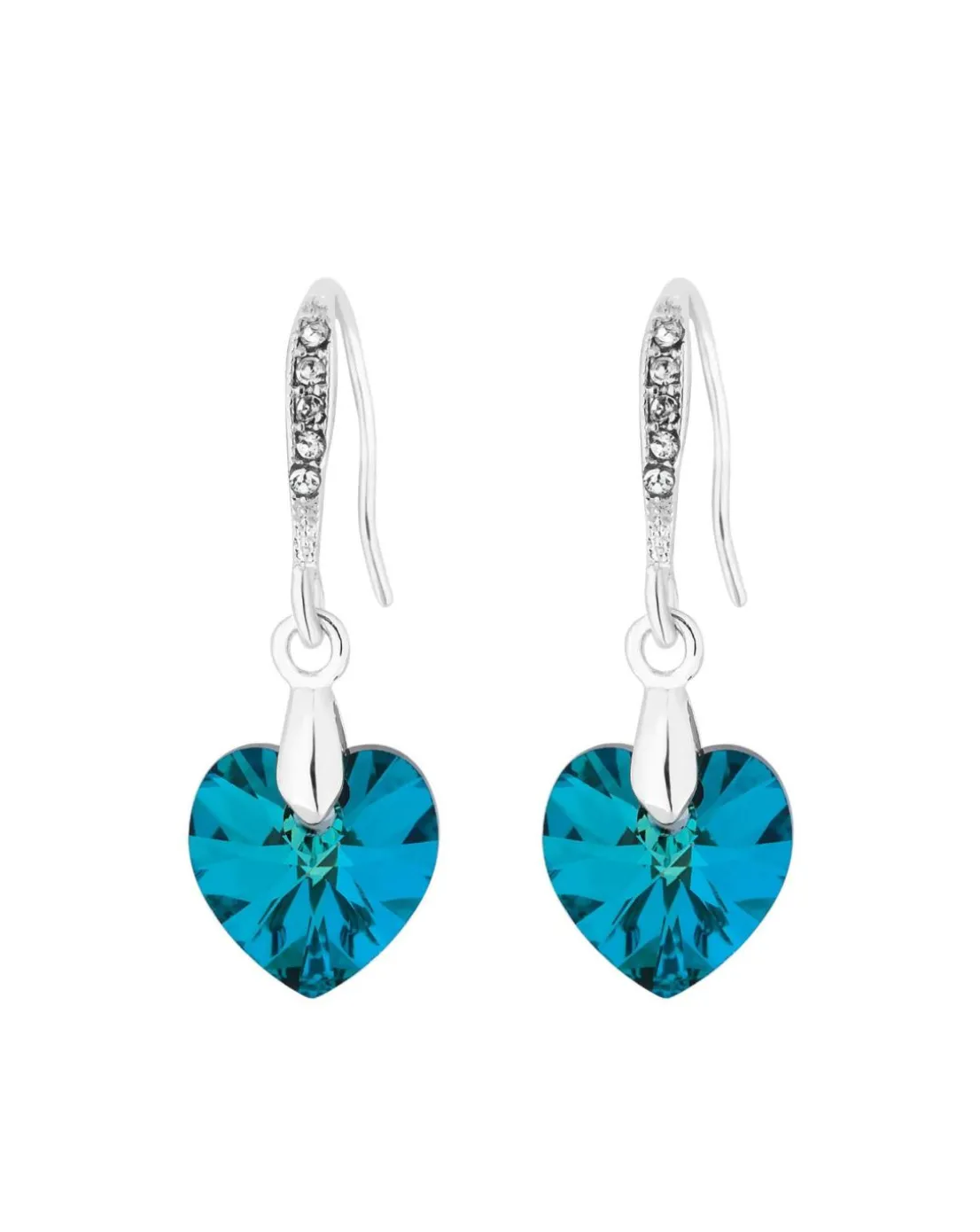 Jon Richard Radiance Collection Silver Plated Blue Bermuda Heart Drop Earrings