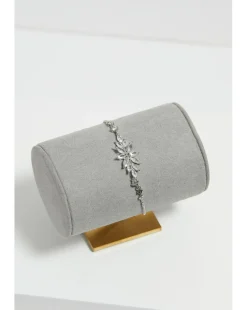 Jon Richard Rhodium Plated Cubic Zirconia Floral Toggle Bracelet