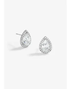 Jon Richard Rhodium Plated Cubic Zirconia Crystal Peardrop Studs - Gift Boxed