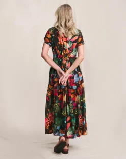 Julipa Crinkle Button Shoulder Tiered Dress