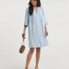 Julipa Pintuck Linen Mix Shift Dress