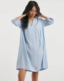 Julipa Pintuck Linen Mix Shift Dress