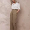 Julipa Truffle Ankle Grazer Cheesecloth Trouser