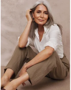 Julipa Truffle Ankle Grazer Cheesecloth Trouser