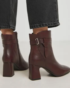 Kathy Heeled Leather Boot With Wrap Around Detail Wide E Fit