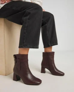 Kathy Heeled Leather Boot With Wrap Around Detail Wide E Fit