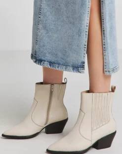 Katya Leather Pointed Chelsea Western Ankle Boots Wide E Fit