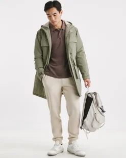 Khaki Shower Resistant Lightweight Padded Parka