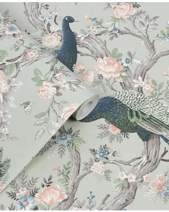 Laura Ashley Belvedere Sage Green Wallpaper