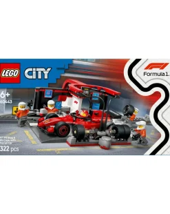 LEGO City F1 Pit Stop & Pit Crew with Ferrari Car Model Racing Vehicle Toy 60443