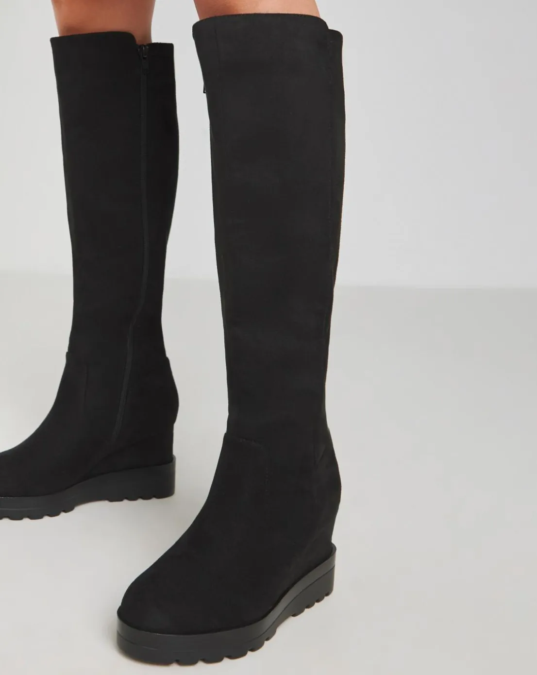 Leyner Stretch Wedge Knee High Boots Wide E Fit Super Curvy Calf